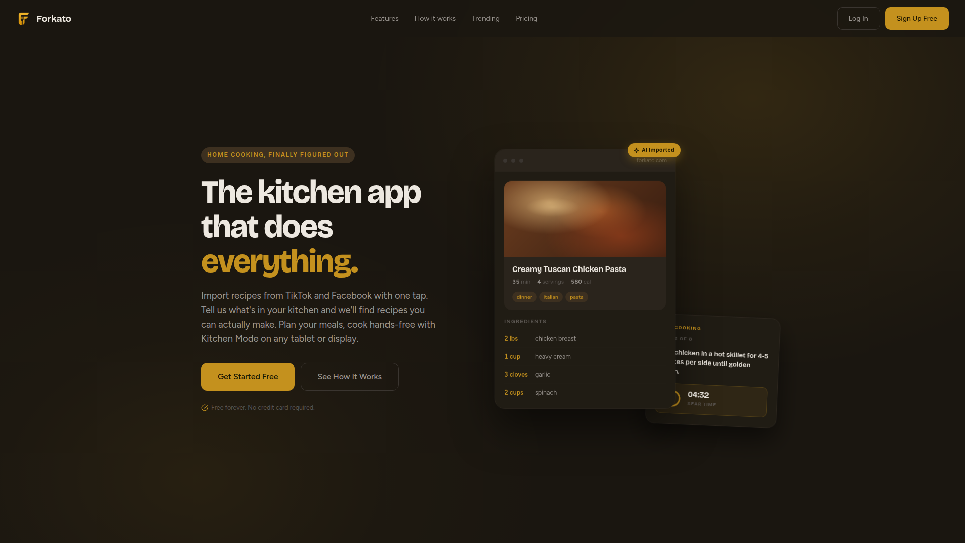Forkato recipe and kitchen app