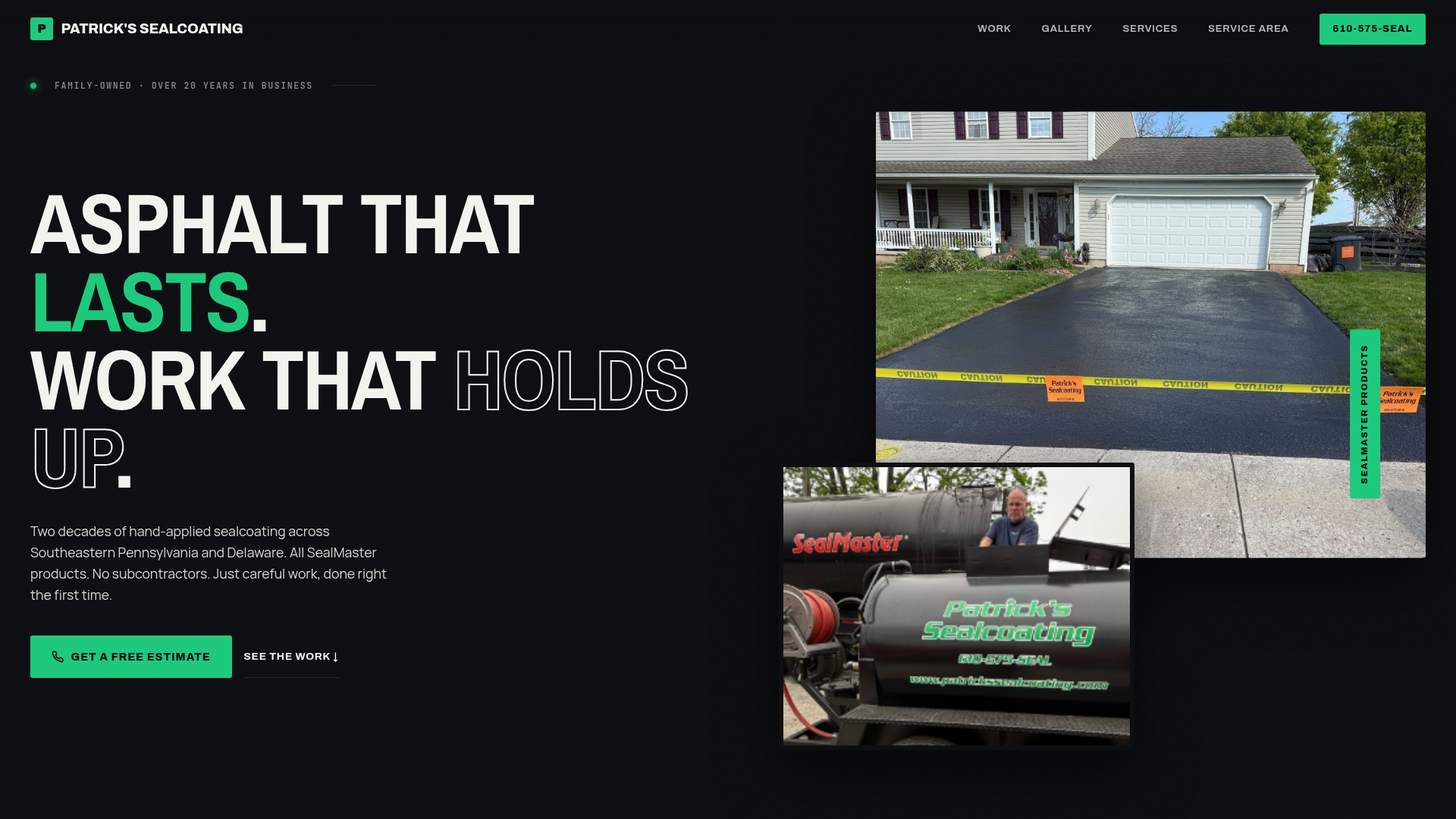 Patrick's Sealcoating website
